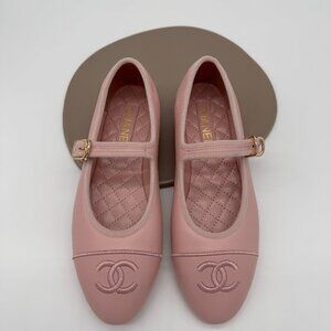 Chanel Mary Jane Pink Flats  sz 41 Brand New